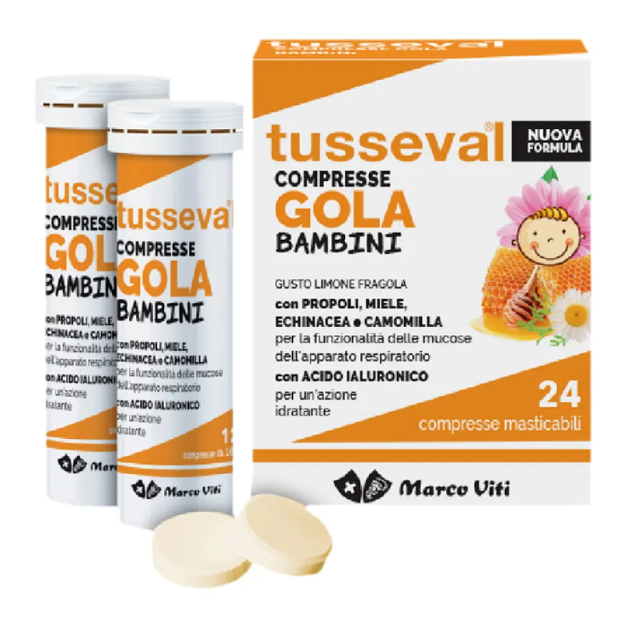 Tusseval Compressa Disinfettante Gola Bambini 24 Pezzi