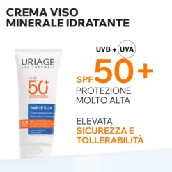 Uriage Bari&eacute;sun Crema Minerale Spf50+ Protezione Solare Viso Corpo Pelle Intollerante 100ml