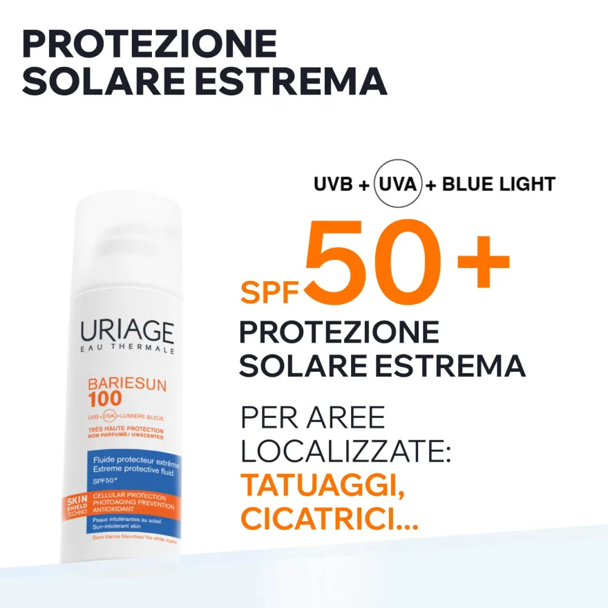 Uriage Bariésun 100 Fluido Spf50+ Protezione Solare Estrema Pelle Intollerante Viso Corpo 50ml