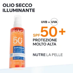 Uriage Bari&eacute;sun Olio Secco Illuminante Spf50+ Protezione Solare Viso Corpo Capelli 200ml