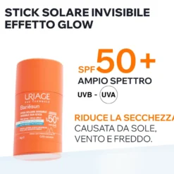 Uriage Bariesun Stick Solare Invisibile Spf50+ Viso Labbra Zone Sensibili Effetto Glow 18g