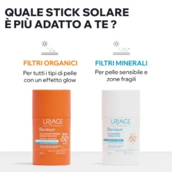 Uriage Bariesun Stick Solare Invisibile Spf50+ Viso Labbra Zone Sensibili Effetto Glow 18g