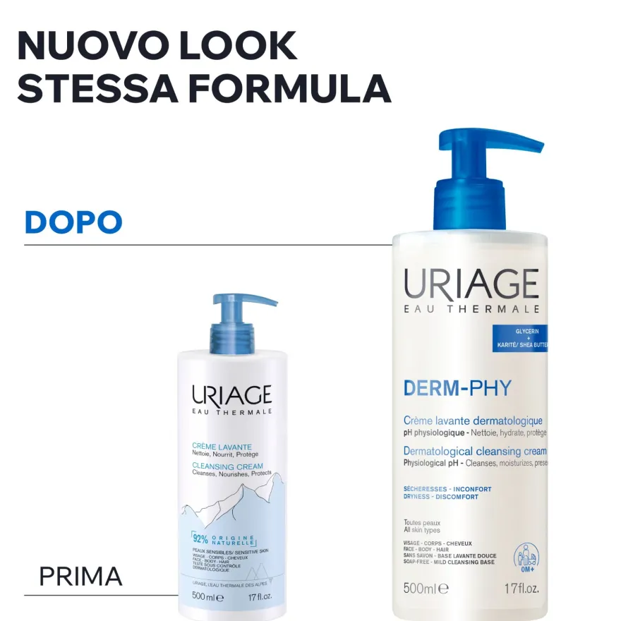 Uriage Derm Phy Crema Lavante Dermatologica Bagno E Doccia Viso E Corpo Pelle Sensibile 200ml