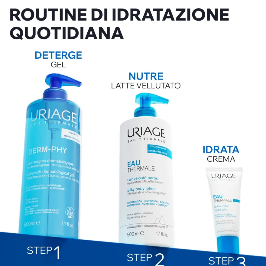 Uriage Derm Phy Gel Doccia Dermatologico Lenitivo E Protettivo Senza Sapone Pelle Sensibile 500ml