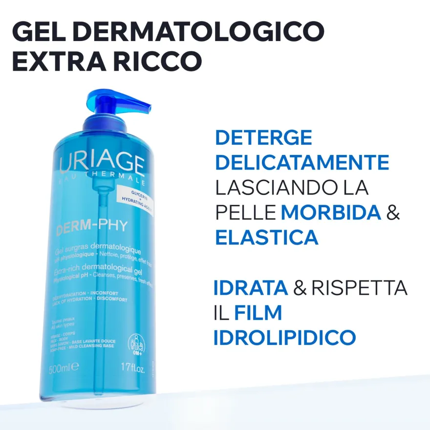 Uriage Derm Phy Gel Doccia Dermatologico Lenitivo E Protettivo Senza Sapone Pelle Sensibile 50ml