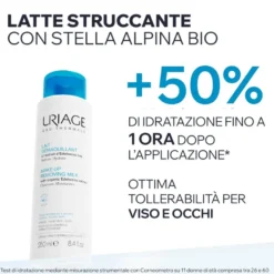 Uriage Latte Detergente E Struccante Tutti Tipi Di Pelle Anche Sensibile Viso Occhi Labbra 250ml