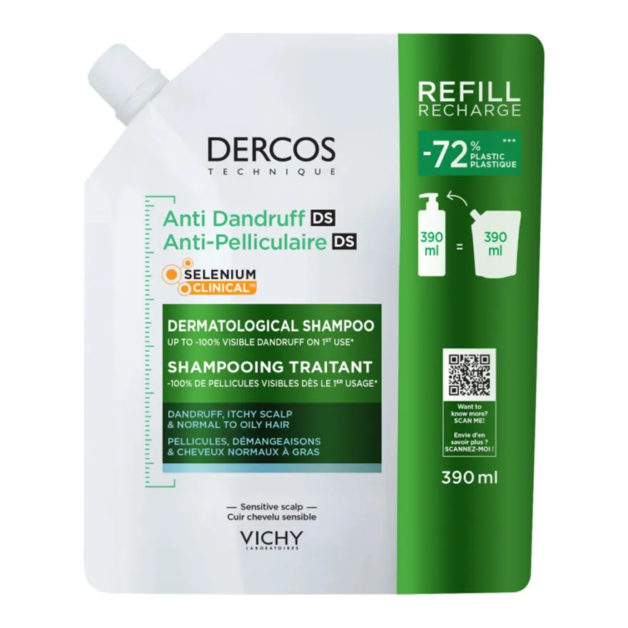 Vichy Dercos Eco-ricarica Shampoo Anti-forfora Ds Capelli Da Normali A Grassi Refill 390ml