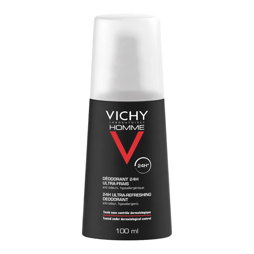 Vichy Homme Deodorante 24h Spray Ultra-fresco Testato Dermatologicamente 4 confezioni da 100ml