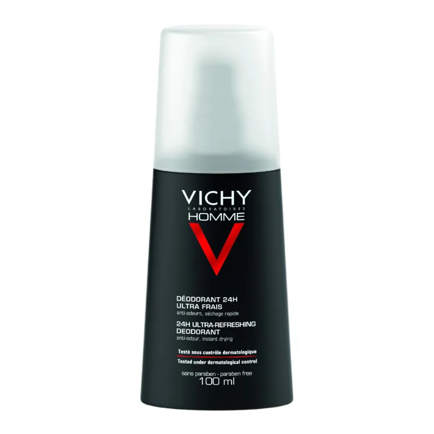Vichy Homme Deodorante 24h Spray Ultra-fresco Testato Dermatologicamente 4 confezioni da 100ml
