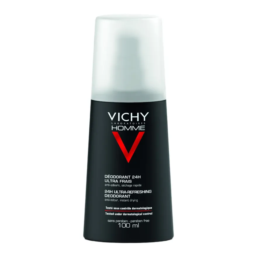 Vichy Homme Deodorante 24h Spray Ultra-fresco Testato Dermatologicamente 4 confezioni da 100ml