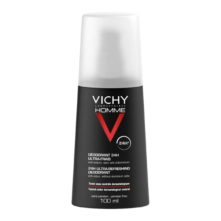 Vichy Homme Deodorante 24h Spray Ultra-fresco Testato Dermatologicamente 4 confezioni da 100ml