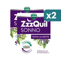Vicks Zzzquil Sonno Tutta La Notte Integratore Melatonina 2 confezioni da 28 Compresse