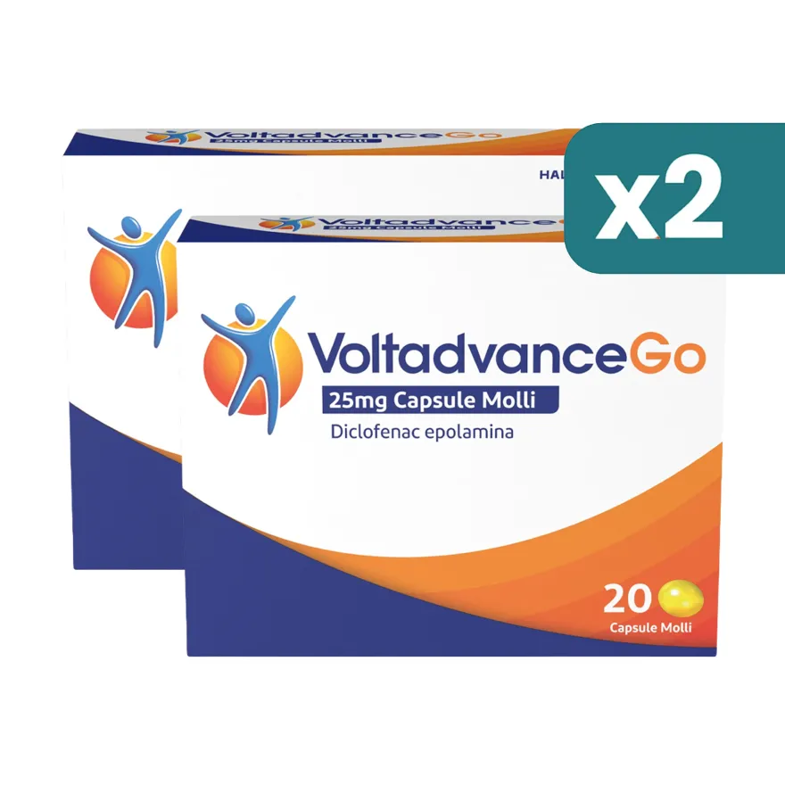 VoltadvanceGo sollievo rapido mal di schiena bipacco 2x20 capsule molli