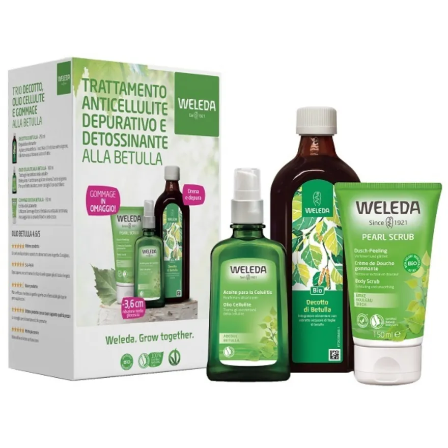 Weleda Trattamento Anticellulite Depurativo E Detossinante Decotto Betulla 250ml + Olio Cellulite 100ml + Gommage Doccia 150ml